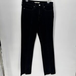 Levis 314 Shaping Straight Jeans Womens 29 Black Seam Front Split Hem Denim